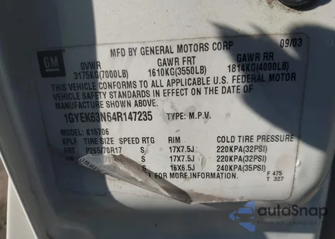 2004 Cadillac Escalade Standard из США, поврежденный, VIN 1GYEK63N64R147235